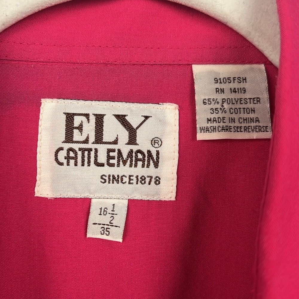Vintage Ely Cattleman western pearl snap large hot pink pens shirt - Picture 2 of 6